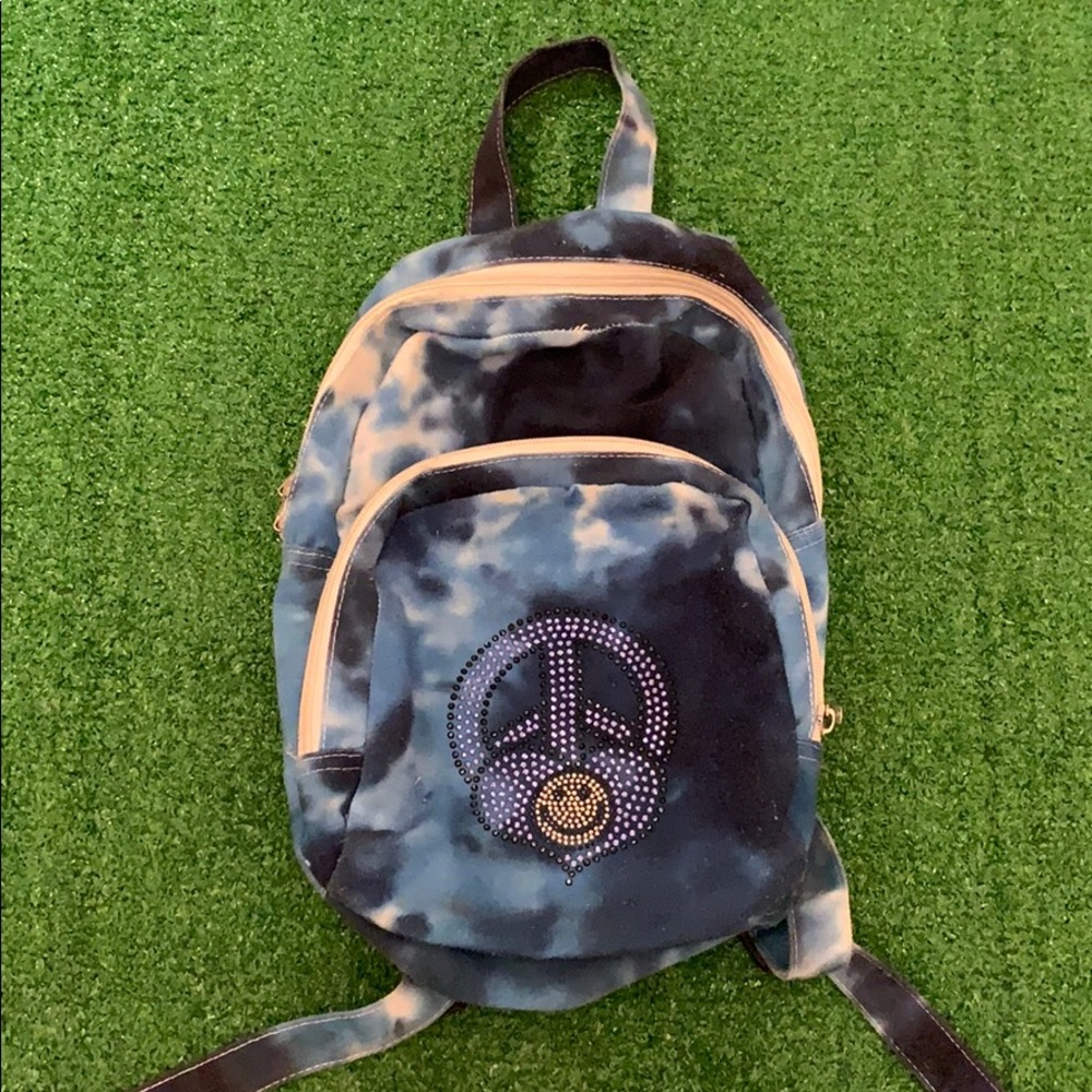 Blue tie-dye mini backpack